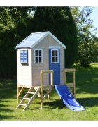 Wendi Toys Casuta de gradina My Blue Cottage House cu platforma si tobogan albastru