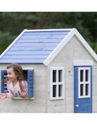 Wendi Toys Casuta de gradina My Blue Cottage House cu platforma si tobogan albastru