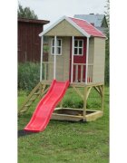 Wendi Toys Casuta de gradina Nordic Adventure House cu platforma cu loc pentru nisip si tobogan M8