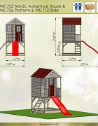 Wendi Toys Casuta de gradina Nordic Adventure House cu platforma cu loc pentru nisip si tobogan M8