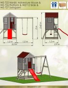 Wendi Toys Casuta de gradina Nordic Adventure House cu platforma cu loc pentru nisip tobogan si leagan M10