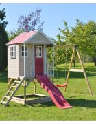 Wendi Toys Casuta de gradina Nordic Adventure House cu platforma cu loc pentru nisip tobogan si leagan M10