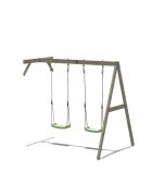 Wendi Toys Casuta de gradina pastel Green Adventure Cottage cu platforma tobogan leagan dublu si modul sport