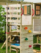 Wendi Toys Casuta de gradina pastel Green Adventure Cottage cu tobogan leagan dublu modul sport si bucatarie