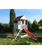 Wendi Toys Casuta de gradina Summer Adventure House cu platforma cu loc pentru nisip si tobogan M7