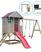 Wendi Toys Casuta Nordic Adventure House cu loc pentru nisip tobogan leagan dublu modul sport si bucatarie
