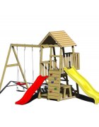 Wendi Toys Turn de joaca cu 2 platforme panou de catarare 2 tobogane 2 leagane masuta de picnic cu bancute si lada de nisip