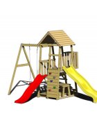 Wendi Toys Turn de joaca cu 2 platforme panou de catarare 2 tobogane leagan masuta de picnic cu bancute si lada de nisip