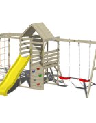 Wendi Toys Turn de joaca cu 2 platforme panou de catarare tobogan leagan dublu si modul de gimnastica