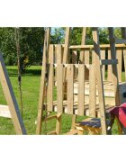 Wendi Toys Turn de joaca cu 2 platforme panou de catarare tobogan leagan masuta de picnic cu bancute si lada de nisip