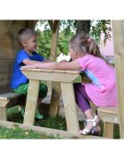Wendi Toys Turn de joaca cu 2 platforme panou de catarare tobogan leagan masuta de picnic cu bancute si lada de nisip
