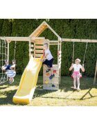 Wendi Toys Turn de joaca cu 2 platforme panou de catarare tobogan leagan si modul de gimnastica