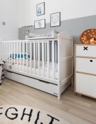 Woodies Safe Dreams Masa de infasat din lemn atasabila la patut bebe alb 86 x 51 x 7 cm