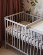Woodies Safe Dreams Masa de infasat din lemn atasabila la patut bebe Gri 86 x 51 x 7 cm
