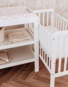 Woodies Safe Dreams Patut bebe din lemn masiv cu inaltime reglabila bedside alb 90 x 40 cm