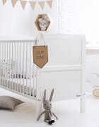 Woodies Safe Dreams Patut din lemn masiv transformabil pentru bebe si junior Clasic Alb 140 x 70 cm