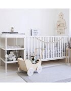 Woodies Safe Dreams Patut din lemn masiv transformabil pentru bebe si junior Clasic Alb 140 x 70 cm