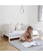 Woodies Safe Dreams Patut din lemn masiv transformabil pentru bebe si junior Clasic Alb 140 x 70 cm