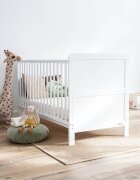Woodies Safe Dreams Patut din lemn masiv transformabil pentru bebe si junior Clasic Alb 140 x 70 cm