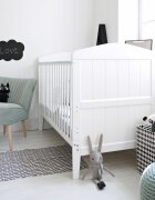 Woodies Safe Dreams Patut din lemn masiv transformabil pentru bebe si junior Hampton 140 x 70 cm
