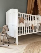 Woodies Safe Dreams Patut din lemn masiv transformabil pentru bebe si junior Hampton + saltea cocos 140 x 70 cm