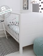 Woodies Safe Dreams Patut din lemn pentru bebe inaltime saltea reglabila Smooth Alb 120x60 cm