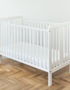 Woodies Safe Dreams Patut din lemn pentru bebe inaltime saltea reglabila Star Baby Alb 120x60 cm