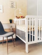 Woodies Safe Dreams Patut din lemn pentru bebe inaltime saltea reglabila Star Baby Alb 120x60 cm