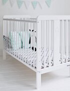 Woodies Safe Dreams Patut din lemn pentru bebe inaltime saltea reglabila Star Baby Alb 120x60 cm