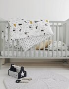 Woodies Safe Dreams Patut din lemn pentru bebe inaltime saltea reglabila Star Baby Gri 120x60 cm
