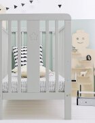 Woodies Safe Dreams Patut din lemn pentru bebe inaltime saltea reglabila Star Baby Gri 120x60 cm