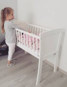 Woodies Safe Dreams Patut mic co-sleeping din lemn Alb 90 x 40 cm
