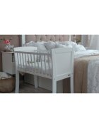 Woodies Safe Dreams Patut mic co-sleeping din lemn alb cu Saltea Cocos Spuma Cocos 90 x 40 x 7 cm