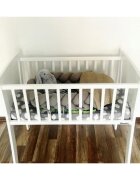 Woodies Safe Dreams Patut mic co-sleeping din lemn alb cu Saltea Cocos Spuma Cocos 90 x 40 x 7 cm