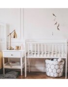Woodies Safe Dreams Patut mic co-sleeping din lemn alb cu Saltea Cocos Spuma Cocos 90 x 40 x 7 cm