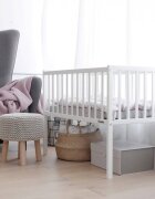 Woodies Safe Dreams Patut mic co-sleeping din lemn Classic Alb 90 x 40 cm