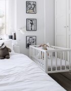 Woodies Safe Dreams Patut mic co-sleeping din lemn Classic Alb 90 x 40 cm