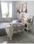 Woodies Safe Dreams Patut mic co-sleeping din lemn classic alb cu saltea Cocos Spuma Cocos 90 x 40 x 7 cm