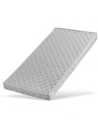 Woodies Safe Dreams Patut mic co-sleeping din lemn classic alb cu saltea Cocos Spuma Cocos 90 x 40 x 7 cm