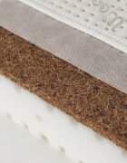Woodies Safe Dreams Saltea pentru copii fata dubla spuma Pur profilata si strat nuc de cocos latexat husa 360 Tencel cu fibre de viscoza si ioni de argint antibacteriana