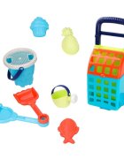 Woopie Set 9 piese pentru copii joaca cu nisip cu Caruciorgaletusastropitoarelopaticagrebla si 3 forme