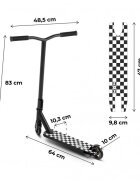 WXM Trotineta pentru cascadorii WRS-AT1 - Black White din aluminiu greutate suportata 100 kg varsta 6 ani+