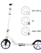 WXM Trotineta pliabila de oras 200 mm Driff Purple White ghidon reglabil din otel si aluminiu cric suspensii greutate suportata 100 kg varsta 4 ani+