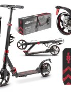 WXM Trotineta pliabila de oras cu frana pe maner red ghidon reglabil din otel si aluminiu cric suport pentru sticla greutate maxima 100 kg