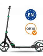 WXM Trotineta pliabila de oras green ghidon reglabil din otel si aluminiu cric suspensii curea de transport greutate suportata 100 kg varsta 6 ani+