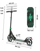 WXM Trotineta pliabila de oras green ghidon reglabil din otel si aluminiu cric suspensii curea de transport greutate suportata 100 kg varsta 6 ani+