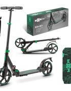 WXM Trotineta pliabila de oras green ghidon reglabil din otel si aluminiu cric suspensii curea de transport greutate suportata 100 kg varsta 6 ani+