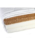 YappyKids Saltea ortopedica pentru patut YappyMemory II din sisal cocos si spuma de memorie cu husa cu Aloe vera 120x60x9 cm alb