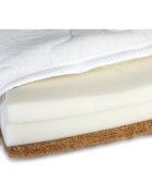 YappyKids Saltea ortopedica pentru patut YappyMemory II din sisal cocos si spuma de memorie cu husa cu Aloe vera 120x60x9 cm alb