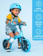 Yvolution Bicicleta copii fara pedale Y Velo Junior blue 9 inch roti duble spate varsta 18 luni-3 ani scaun si ghidon reglabile in inaltime greutatea maxima a copilului 20 kg